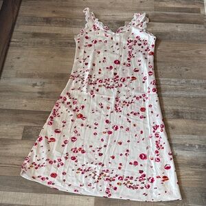 Oscar de la Renta Floral White and Pink Slip Dress size L